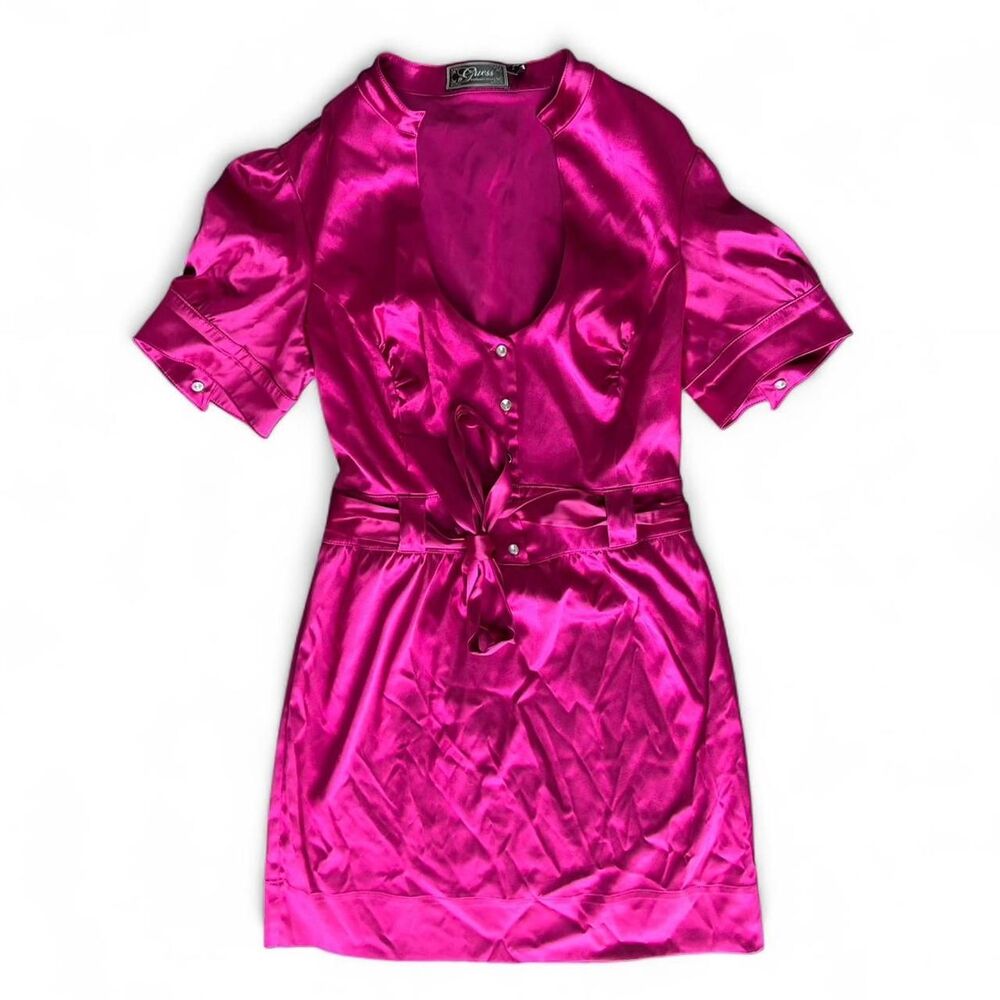 Vintage inspired y2k satin Magenta Guess dress